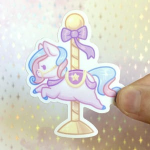 Carousel Horse Sticker | Cute Pastel Carnival Sticker, Large Vinyl Matte Sticker, Aesthetic Kawaii Waterproof Water Bottle Laptop Sticker