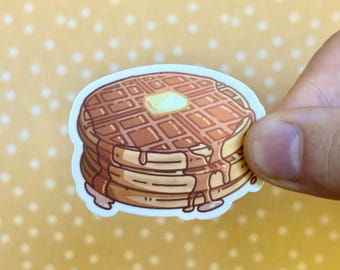 Waffles Sticker | Breakfast Food Sticker, Vinyl Matte Waffles Food Sticker, Aesthetic Waterproof Water Bottle Laptop Food Sticker