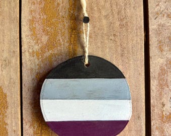 Asexual Flag Wood Slice Ornament Painting