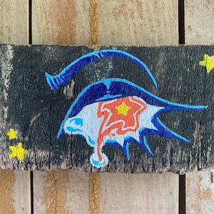 Sternenstaub Tränen Holzbild | Handgemachte Original Augen Kunst, weinende Auge Malerei, kleine Kunst, rustikale abstrakte Kunst, bunte Weltraum Malerei