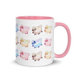 Fruit Sheep Mug | 11oz Coffee Cup, Microwaveable Ceramic Mug, Colorful Patterned Aesthetic Cup, Cute Strawberry Blueberry Sheep Tea Mug