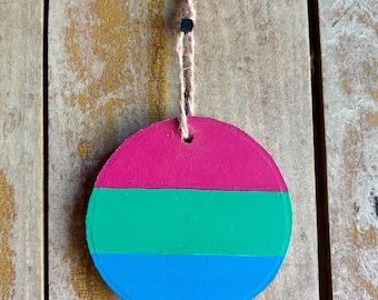 Polysexual Flag Wood Slice Ornament Painting