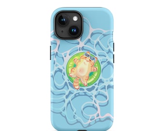 Floating Cat Tough iPhone Case | Cute Kitten Aesthetic Matte Glossy Phone Case, Tough iPhone Case for iPhone 11 12 13 14 15 Pro Max Mini