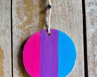 Androgyne Flag Wood Slice Ornament Painting