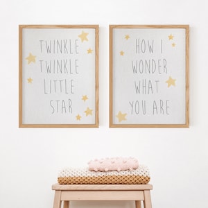 Twinkle Twinkle Little Star Set of 2 Nursery Prints, Twinkle Twinkle Little Star Artwork, Boho Nursery Artwork,Nursery Art, Digital Download