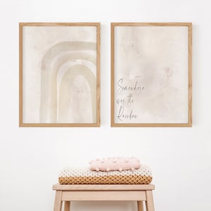 Nursery Artwork, Somewhere over the Rainbow Set of 2 Nursery Prints, Nursery Wall Art, Rainbow Nursery Art, Boho Nursery Art, Watercolor Art