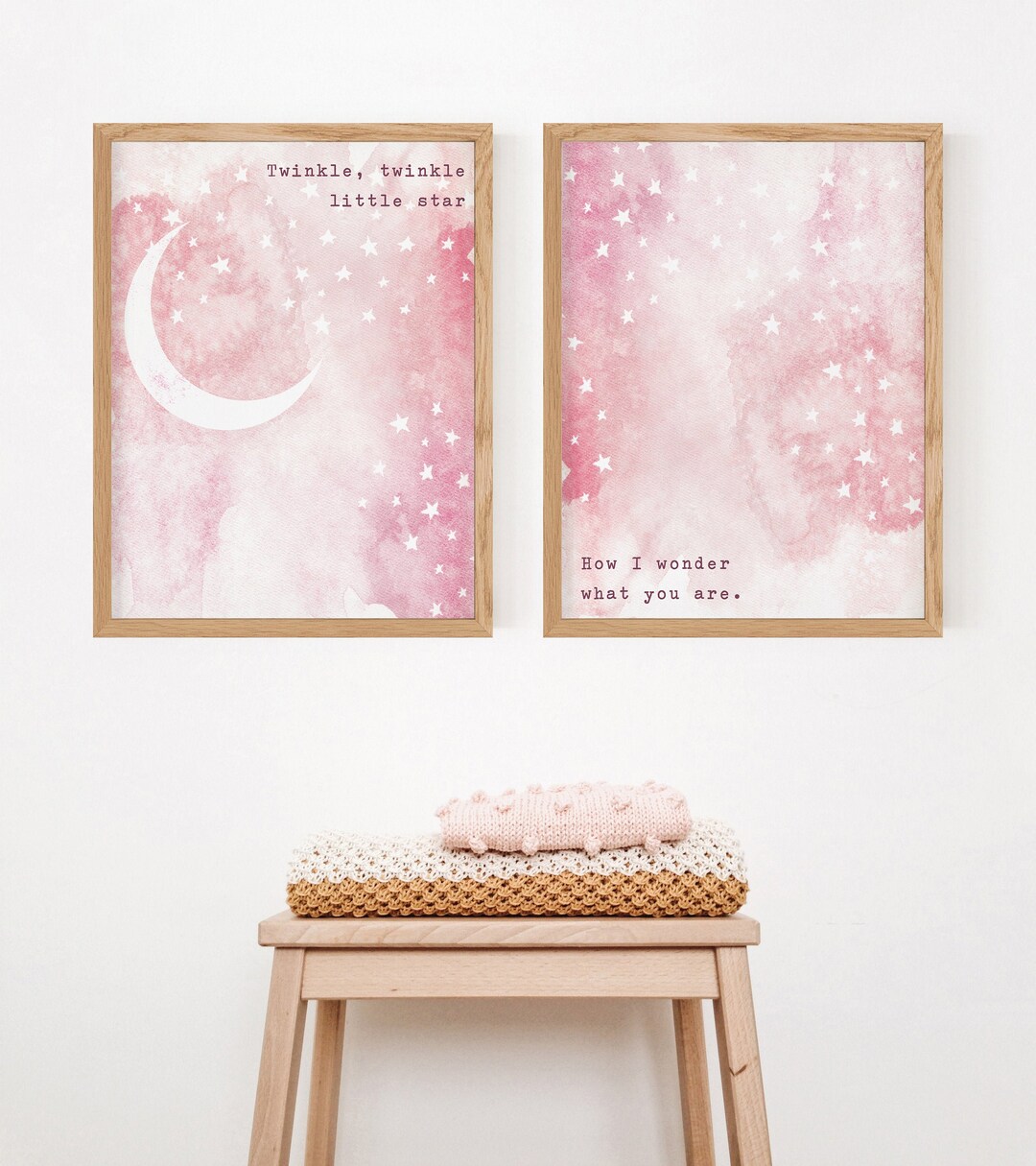 Twinkle Twinkle Little Star Set of 2 Nursery Prints, Nursery Wall Art ...