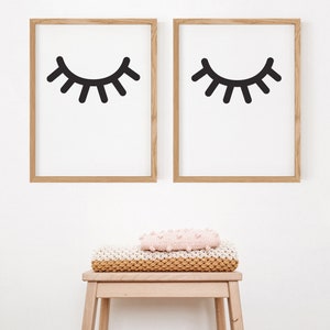 Eyelash Artwork, Nursery Prints Set of 2, Sleepy Eyes Artwork, Boho Nursery Artwork, Nursery Art, Eyelash Digital Download