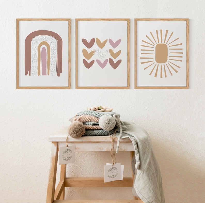 Nursery Artwork, Rainbow Artwork, Sun Artwork, Neutral Nursery Artwork ...
