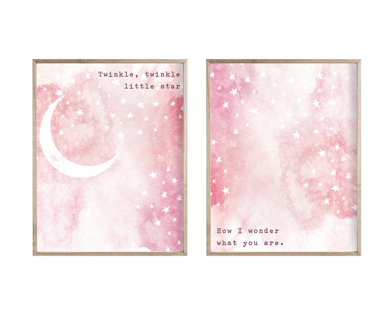 Twinkle Twinkle Little Star Set of 2 Nursery Prints, Nursery Wall Art ...
