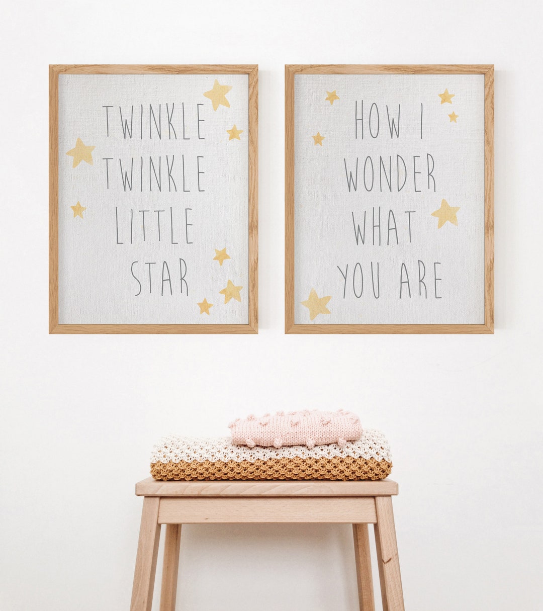 Twinkle Twinkle Little Star Set of 2 Nursery Prints, Nursery Wall Art ...