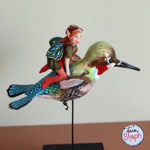 Grande Statuette Fée Elfe Avec Colombe – 46 Cm – OxcmoBijoux – Neuf