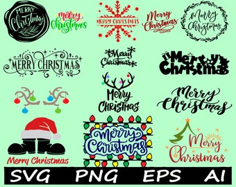 Lot de Noël SVG | Joyeux Noël svg | Décorations de Noël Svg | Fichier de coupe pour Cricut et Silhouette