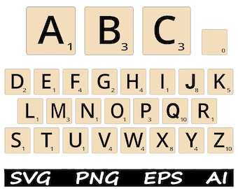 Scrabbletegels SVG Cricut | Silhouet | snijbestand | vectorbestand | scrabbleletters | alfabet-svg | letters gesneden bestand