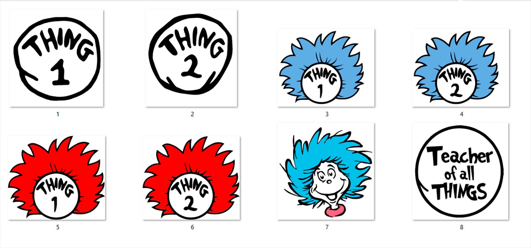 Thing 1 and Thing 2 Layered Svg Png High Resolution Instant Download - Etsy