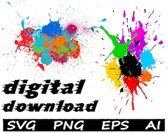 Salpicaduras de color, archivos svg, fondo de acuarela, manchas, clip art, archivos png, manualidades