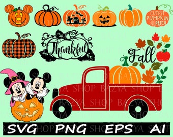 Camión de otoño SVG, Camión de calabaza SVG, silueta, Cricut, clipart, camión vintage, feliz otoño a todos SVG, Acción de Gracias SVG, camión de calabaza de otoño SVG, vector