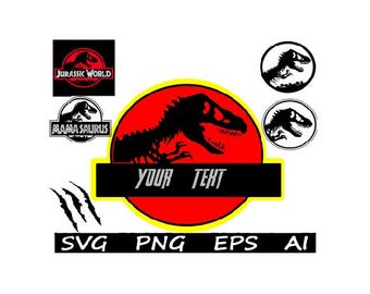 Jurassic Park / Jurassic World - Logotipo en blanco SVG PNG - Archivo de corte / Descarga instantánea