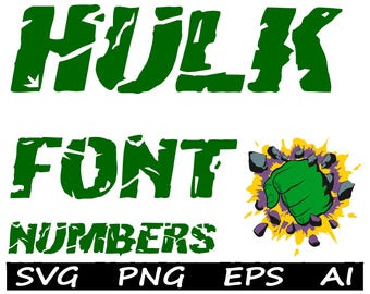 Cartoon HULK Font Alphabet Svg Hero Font Alphabet Svg Superhero Hulk Font and Clipart Svg Png Silhouette Files Cut Files Cricut