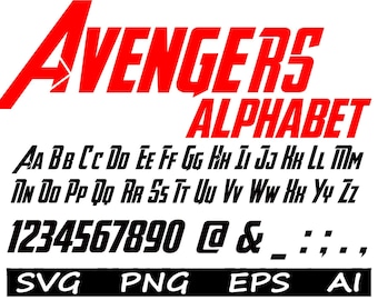Fuente Avenger svg / Fuente de superhéroes / Letras de cómic modernas / Alfabeto de héroes svg