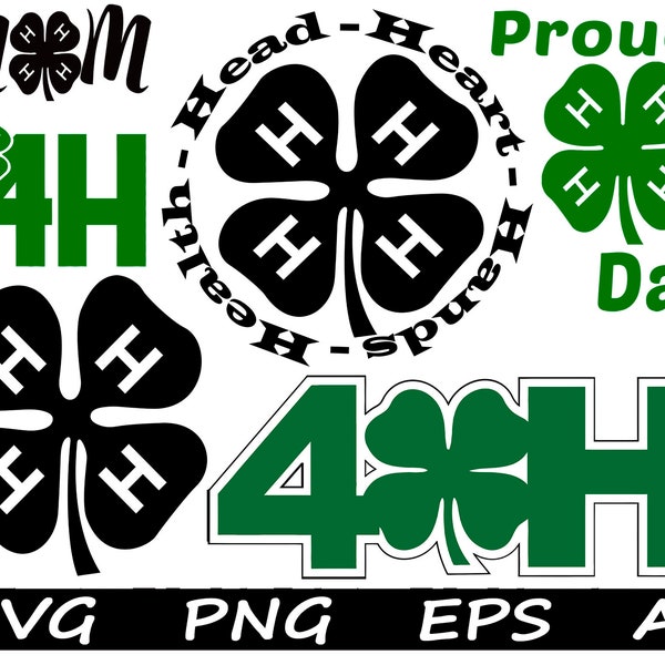 SVG poud for dad, 4H Logo Svg, 4H Vector Png, 4H Leaf Clover Svg, Silhouette, Svg Cut Files, Png, Eps - Instant Digital Download