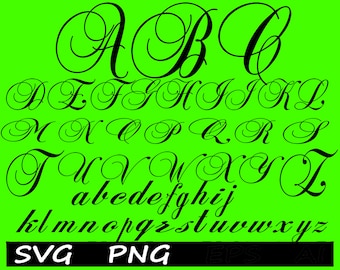 Fuente cursiva SVG Fuente caligráfica SVG Escritura caligráfica Cricut Fuente barroca SVG Fuente elegante para boda Fuente rizada Fuente para boda Cricut