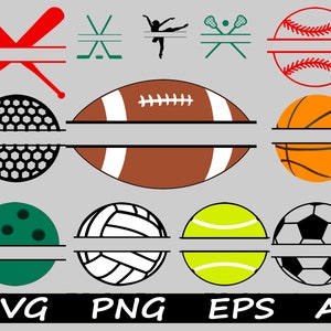 Monogram Sports Balls svg Personalized Clip Art Basketball SVG Files Digital Download for Cricut/Silhouette Sports Bundle