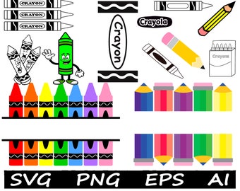 Crayón SVG / Crayón Monograma SVG / Monograma Dividido Svg / Crayones SVG / Lápiz Svg / Escuela Svg