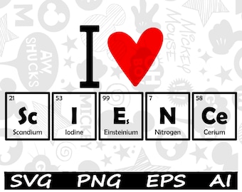 Archivo SVG de la tabla periódica "Me encanta la ciencia" (camisetas personalizadas)