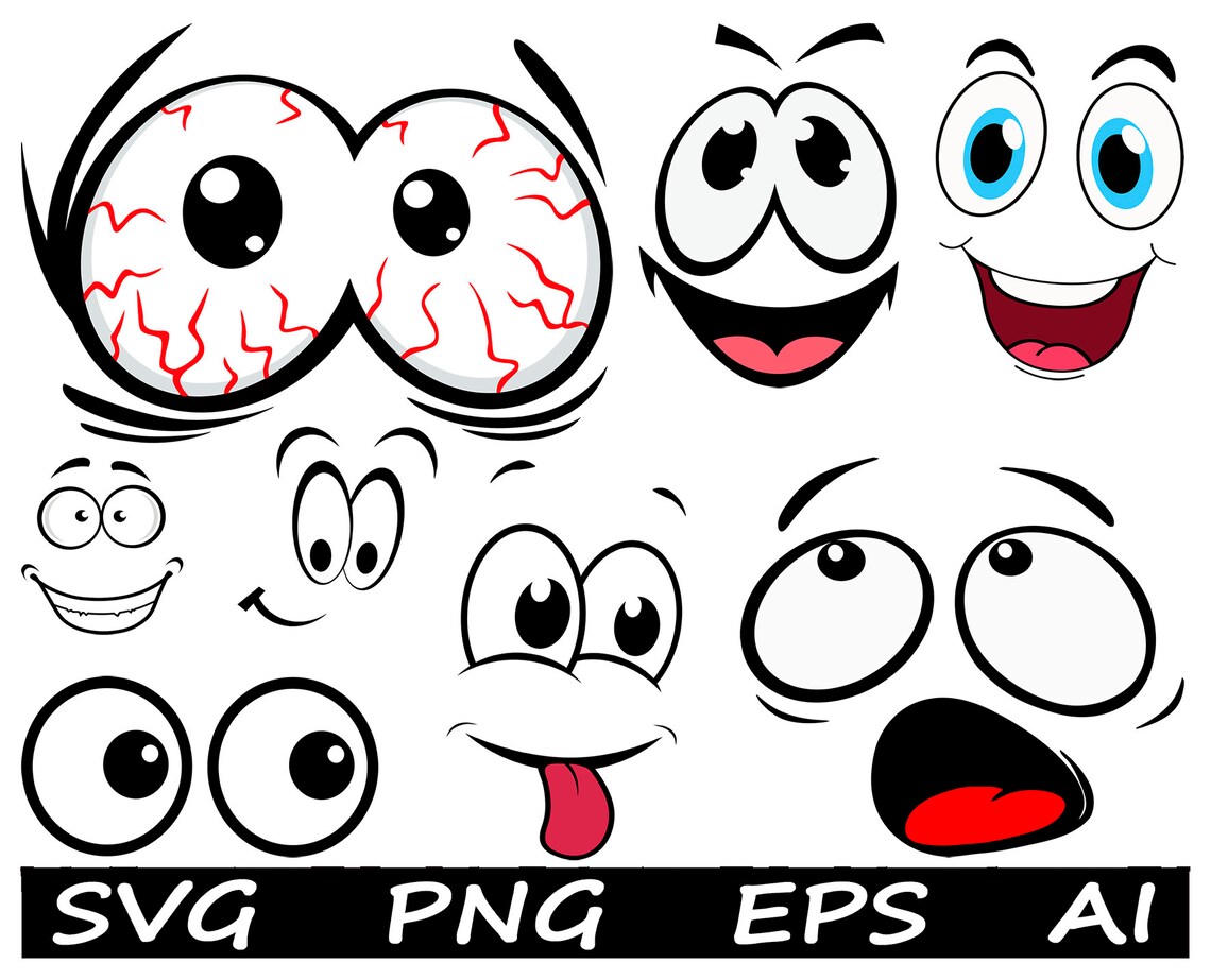 Cartoon Eyes Svg Files for Cricut Cartoon Eyes Cut Files Comics Eyes