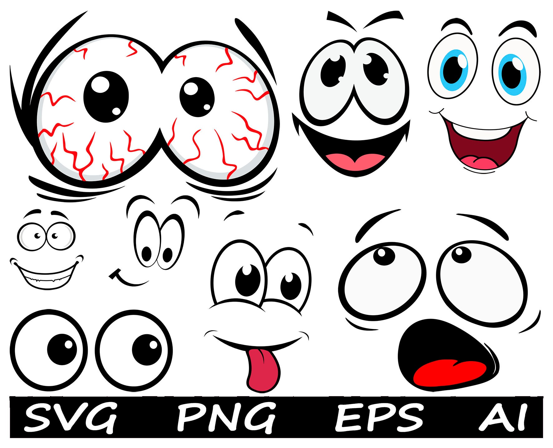 Cartoon Augen SVG Dateien für Cricut Cartoon Augen - Etsy