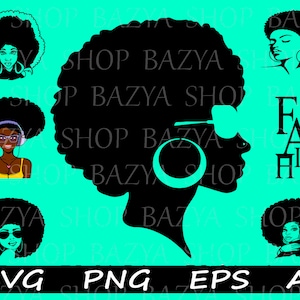 Afro woman svg, Afro girl svg, Black history svg, Afro lady svg, digital design, black women svg, svg cutting file silhouette file