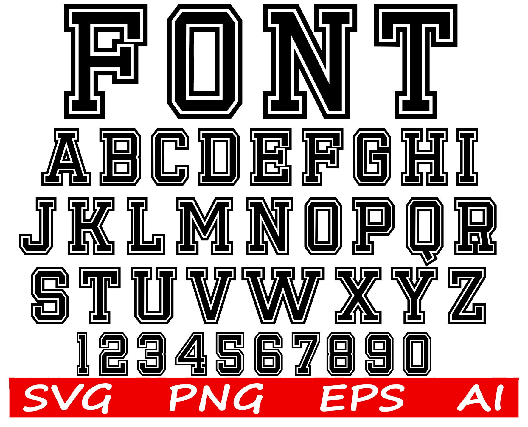 Varsity Font Svg College Font Svg Sport Font Svg Baseball