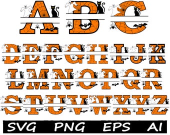 Halloween font Svg Files for Cricut  Spooky Fonts Split Monogram Font Digital Download Silhouette