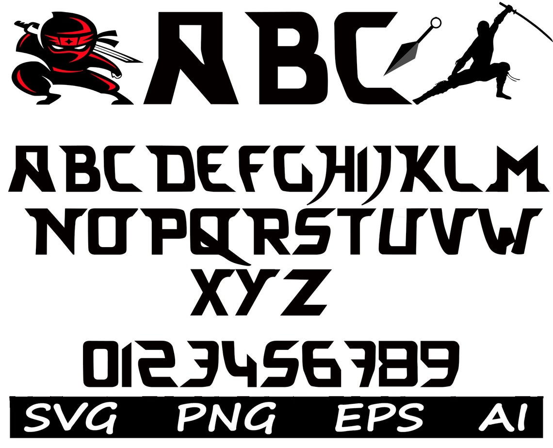 Ninja Font Svg Karate Font Svg Yfonts Svg for Cricut Ninja Cut File