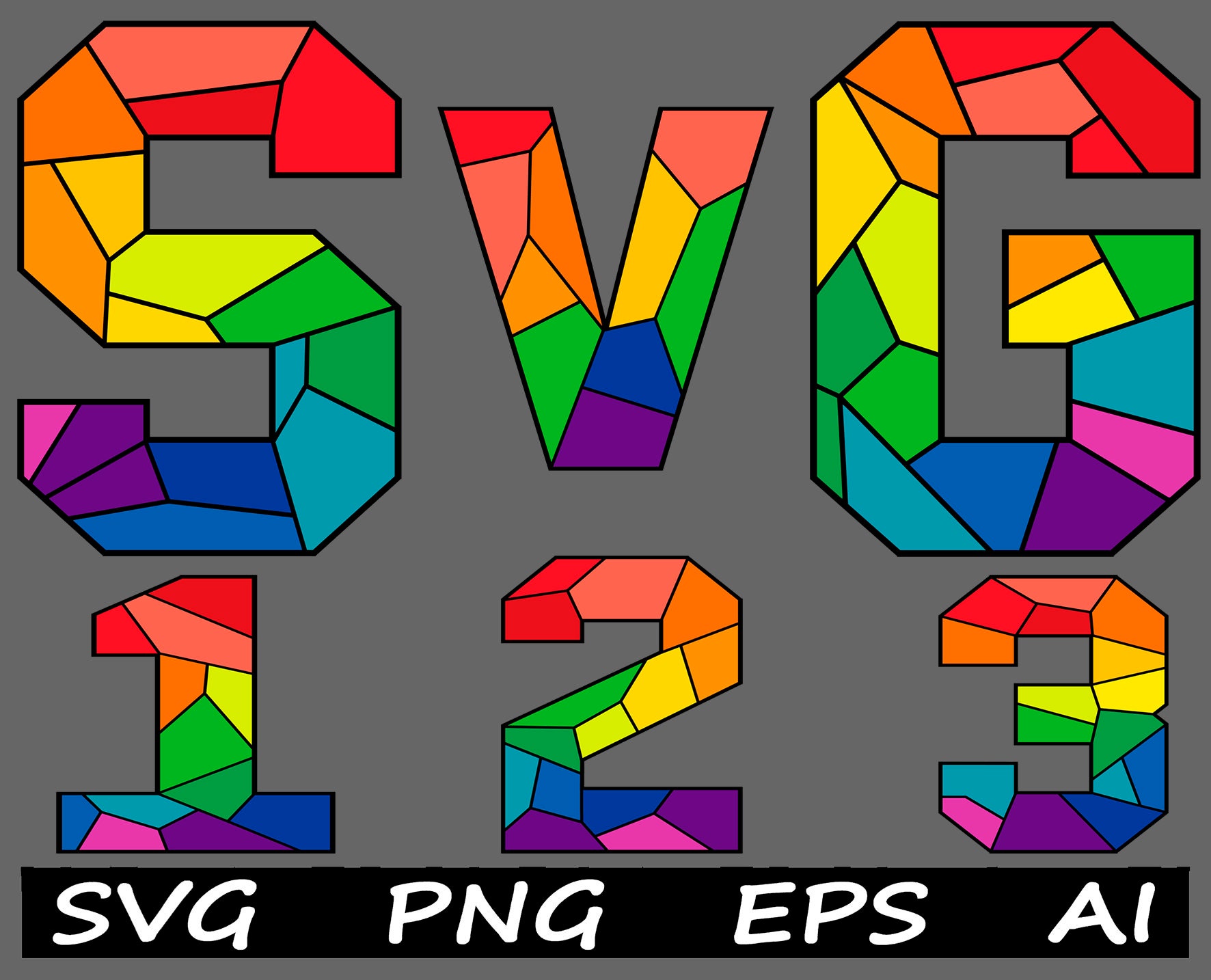 Font SVG Alphabet & Numbers Svg Stained Glass Lettering Patterns Files ...
