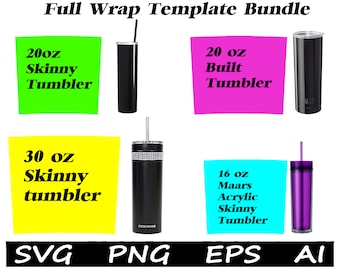 Tumbler Full Wrap Template Bundle SVG,16 oz Maars Acrylic Skinny Tumbler,20 oz Built Tumbler,20oz Skinny Tumbler,30 oz Skinny Tumbler