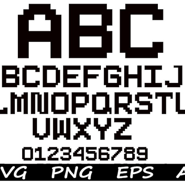 Game font | arcade svg font | font game | over font svg | pixel svg font | alphabet clipart | Files for Cricut Silhouette | Digital Download