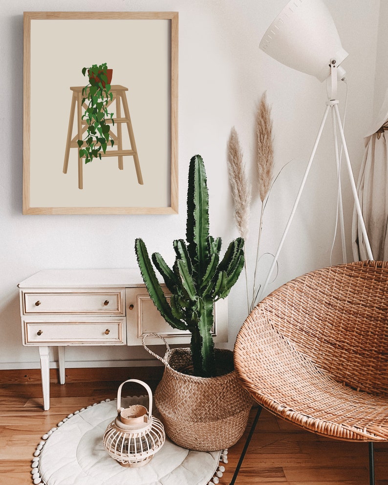 Plant Art Print Botanical Art Modern Mid Century Earthy Etsy