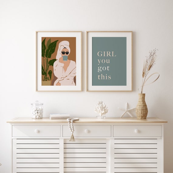 Woman Wall Art Set of 2 Girl You Got This Coffee Lover - Etsy