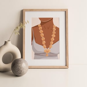 Indian Woman Art, Girl Art Print, Boho Print, Indian Girl Print, Girl Portrait, Brown Female Art, Bedroom Wall Decor, Modern Art
