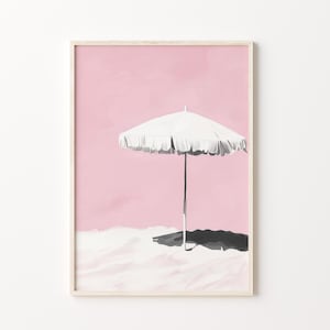 Coastal Wall Art, Beach House Decor, Cute Summer Art Print, Girly Wall Art, Trendy Beach House Decor, Beach Pink Wall Art