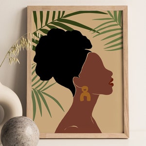 Black Girl Art, African Woman Art, Female Printable Art, Woman Wall Print, African American Art, Abstract Woman Art, Boho Printable Art