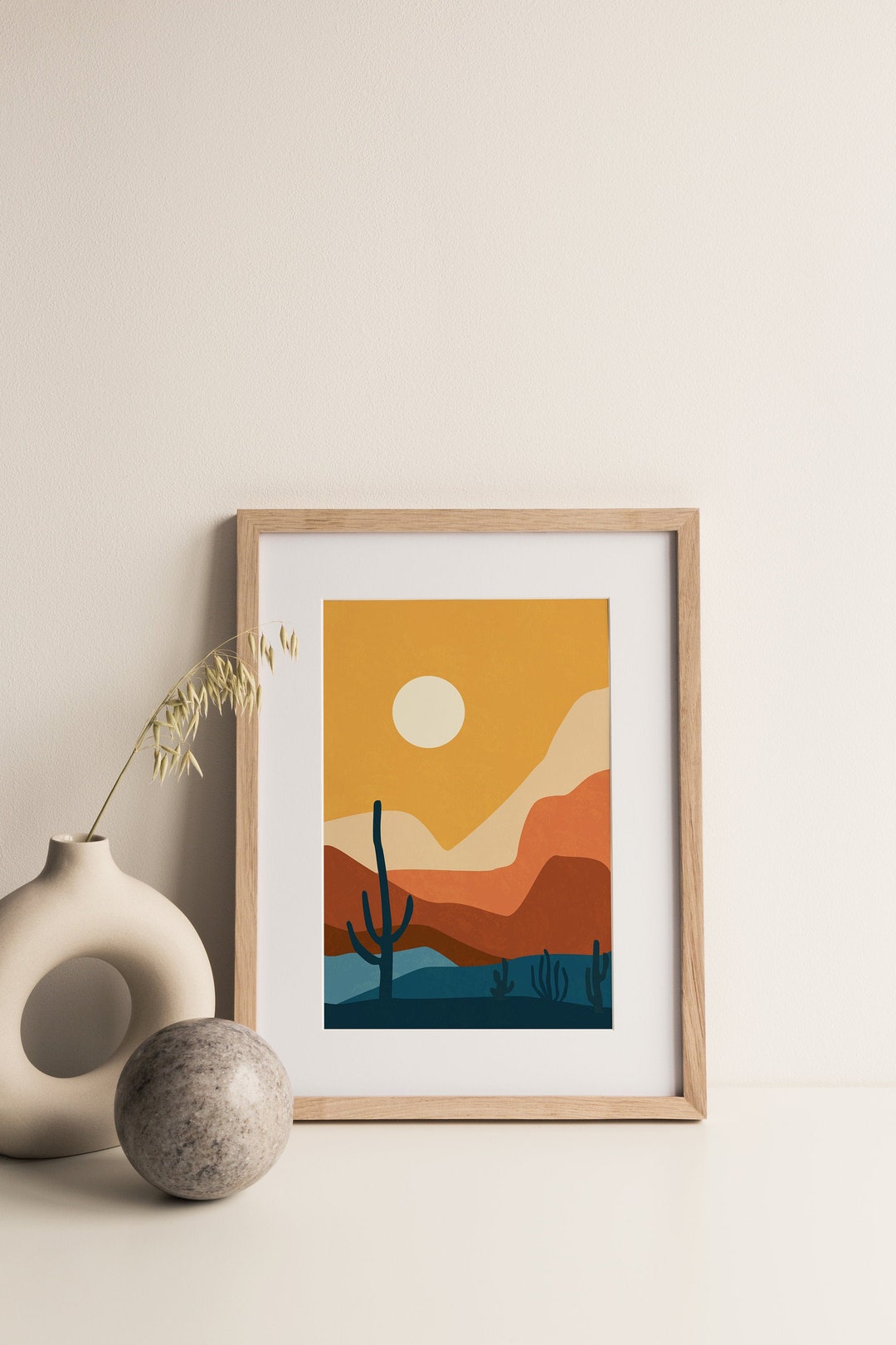 Mid Century Modern, Burnt Orange, Boho Wall Art, Sunset Abstract Art