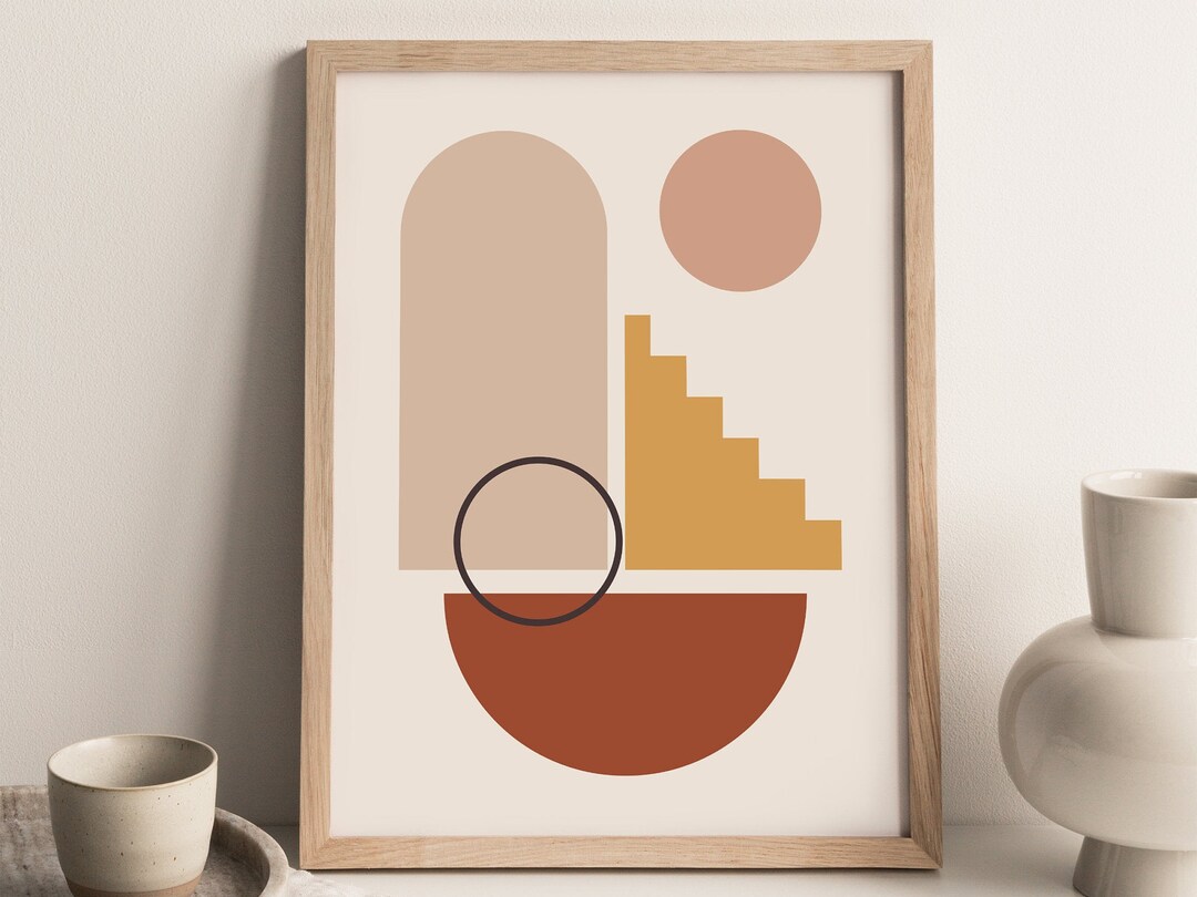 Boho Geometric Art | Abstract Wall Print | Burnt Orange Wall Art ...