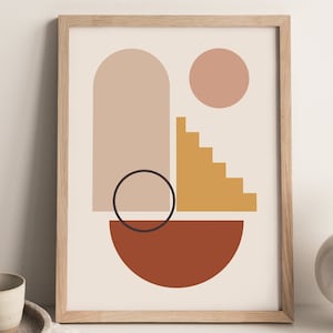 Boho Geometric Art | Abstract Wall Print | Burnt Orange Wall Art | Bohemian Wall Print | Modern Terracotta Wall Art | Mid Century Art