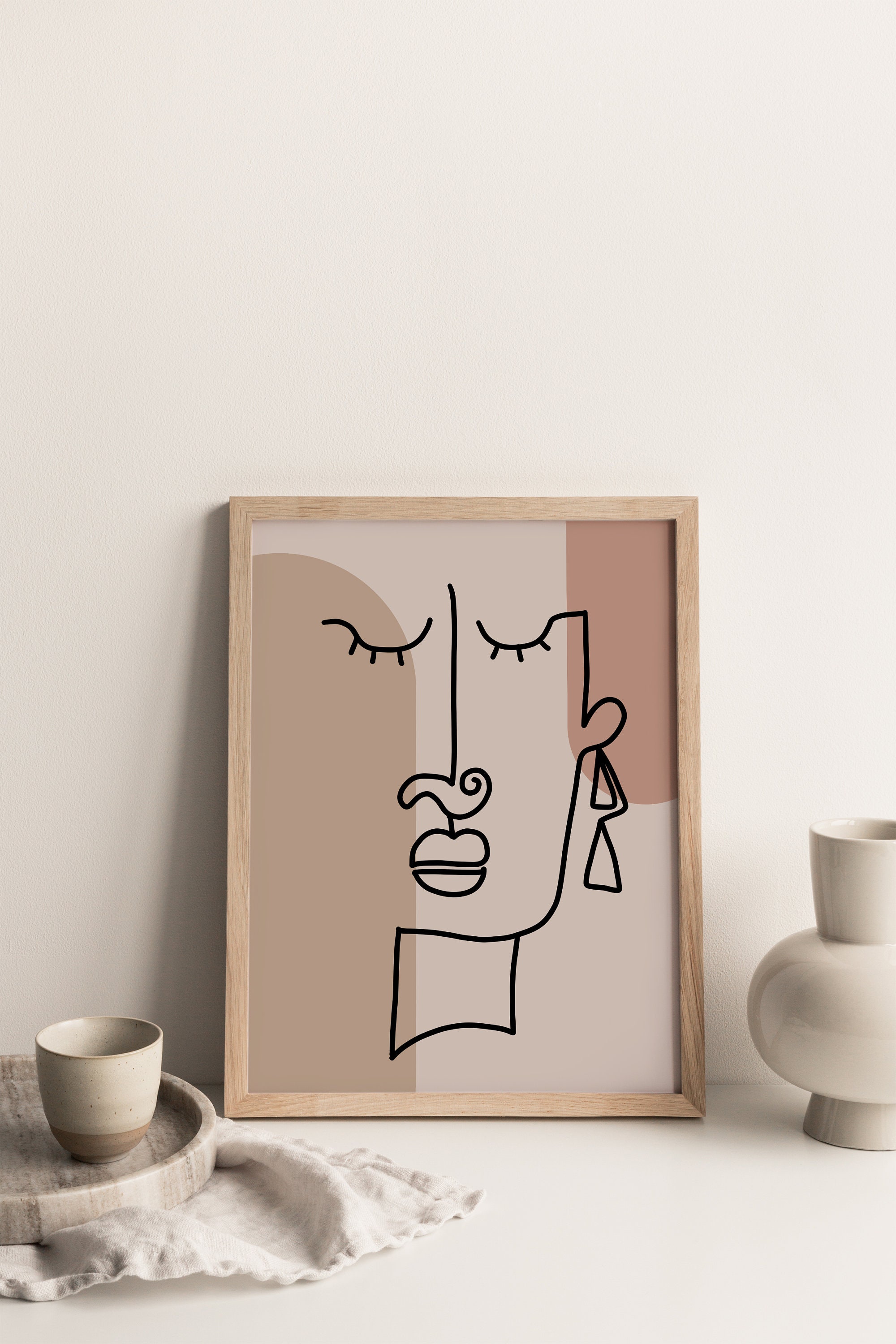 Abstract Face Line Art Boho Wall Print One Line Art | Etsy