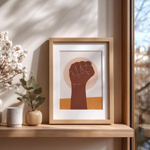 Hand Wall Print, Girl Power Feminist Art, Boho Woman Printable, Empowerment Wall Decor, Modern Print, Office Wall Art, Earthy Tone Art