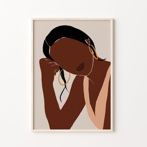 Black Woman Print, Girl Portrait Art, African Art Print, African American Woman Art, Black Girl Illustration, Melanin Print, Boho Woman Art