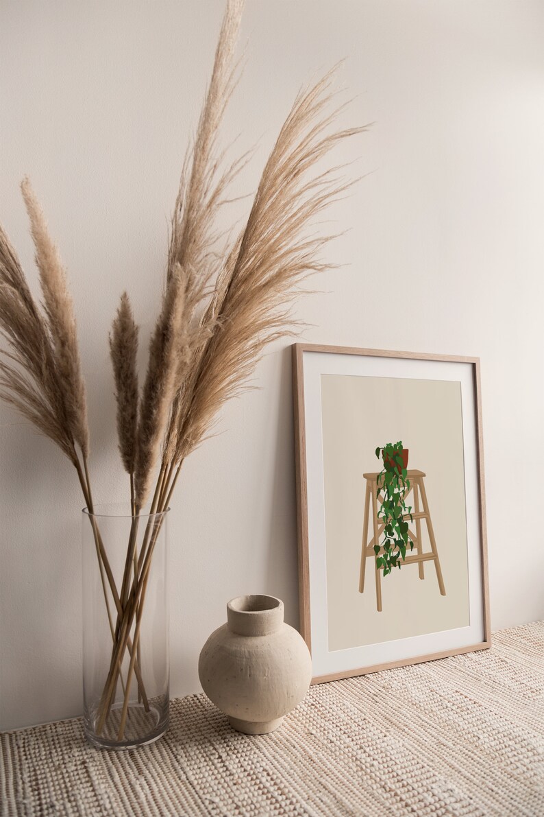 Plant Art Print Botanical Art Modern Mid Century Earthy Etsy